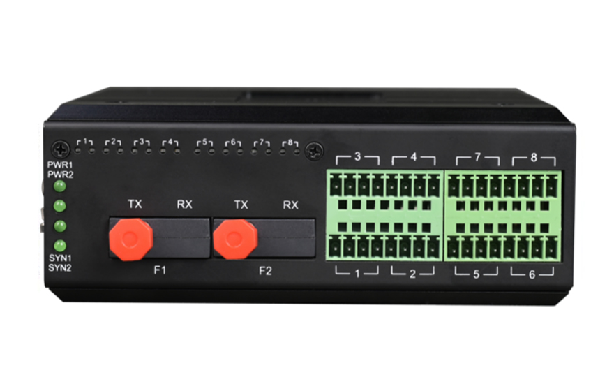 飛暢科技-工業(yè)軌式 16路模擬量+開關(guān)量+串口 混合光端機(jī) （1+1光纖備份與斷纖保持功能）
