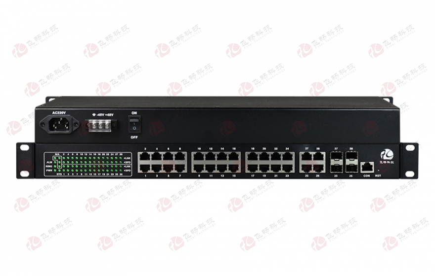 飛暢科技-非網(wǎng)管 工業(yè)級(jí)24路百兆電+4千兆SFP光／4千兆電 交換機(jī)